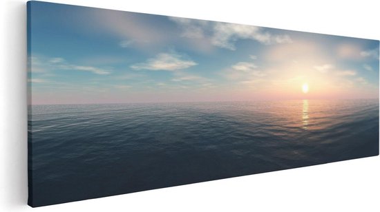 Artaza Canvas Schilderij Zee Water Tijdens Zonsondergang - 60x20 - Foto Op Canvas - Canvas Print