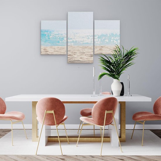 Artaza Canvas Schilderij Drieluik Helder Witte Strand Met Zee Uitzicht - 90x60 - Foto Op Canvas - Canvas Print
