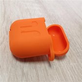 Silicone case geschikt voor Apple Airpods 1&2 - met keychain - oranje