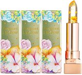 GLAMFOX Honey Flower Lip Glow Lipstick - 24 Karaat Goudkorrels Lippenstift met 100% Echte Honing Bloem - Lip Plumper - Lipverzorging - 3 Stuks