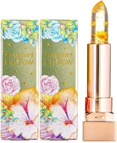 GLAMFOX Honey Flower Lip Glow Lipstick - 24 Karaat Goudkorrels Lippenstift met 100% Echte Honing Bloem - Lip Plumper - Lipverzorging - 2 Stuks