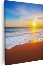 Artaza Canvas Schilderij Strand En Zee Tijdens Zonsondergang - 40x50 - Foto Op Canvas - Canvas Print