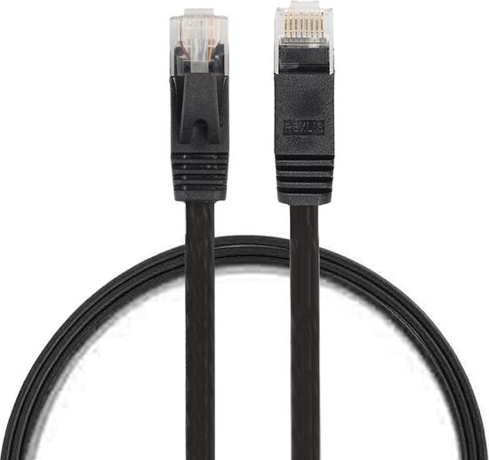 By Qubix internetkabel - 0.5 meter - cat 6 - Ultra dunne Flat - Ethernet kabel - netwerkkabel (1000Mbps) - Zwart - UTP kabel - RJ45 - UTP kabel
