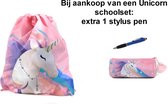 Unicorn Eenhoorn 2-delig schoolset: Pennenzak - tekenetui + Zwemzak Gymtas + EXTRA 1 Stylus pen