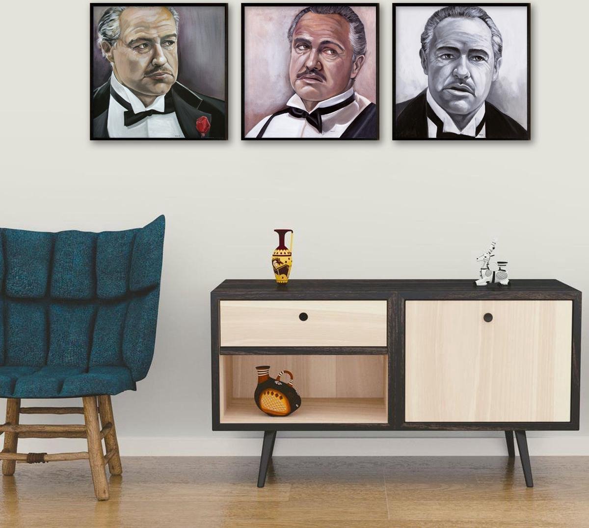 Don Corleone - Marlon Brando - The Godfather - 3 posters - 40 x 40 cm