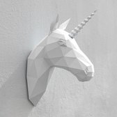 3D Papercraft Kit Unicorn – Compleet knutselpakket Eenhoorn met snijmat, liniaal, vouwbeen, mesje – 44 x 33 cm – Wit
