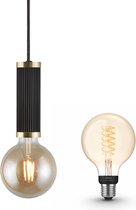 Nordlux Galloway hanglamp - LED - zwart - 1 lichtpunt - incl. Philips Hue White Filament Globe klein E27