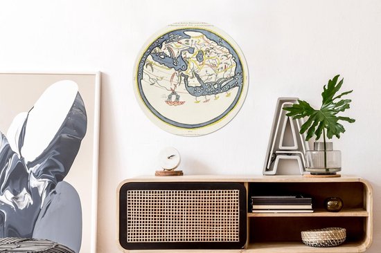 WallCircle - Cercle mural - Cercle mural - Wereldkaart - Vintage - Arabe - Aluminium - Dibond - 60x60 cm - Intérieur et Extérieur