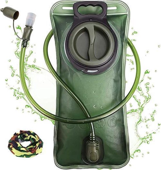 FEDEC Rugzak Waterzak - Backpack - Met slangetje - BPA Vrij - 2 Liter - Groen