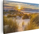 Artaza Canvas Schilderij Strand En Duinen Tijdens Zonsondergang - 30x20 - Klein - Foto Op Canvas - Canvas Print