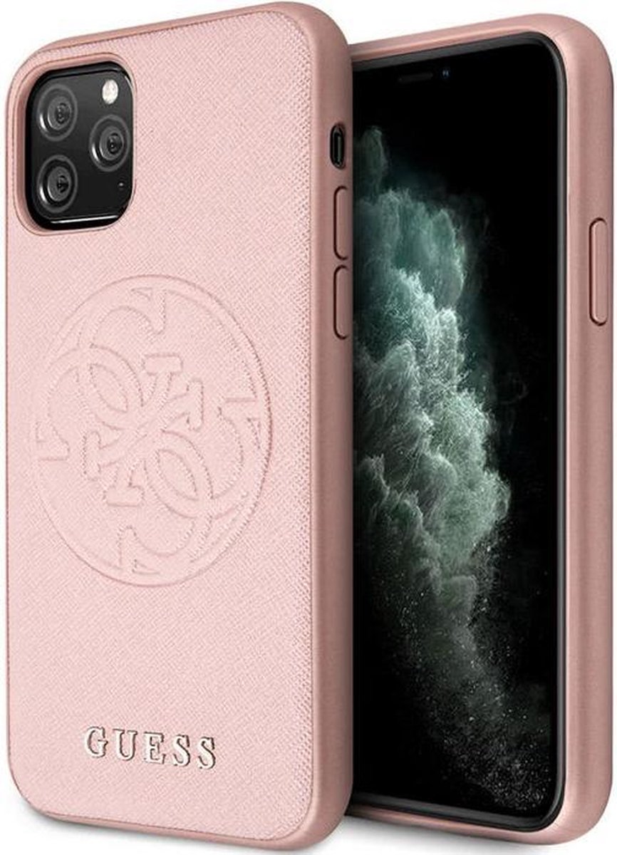 Guess Saffiano Back Case - Geschikt voor Apple iPhone 11 Pro (5.8") - Roségoud