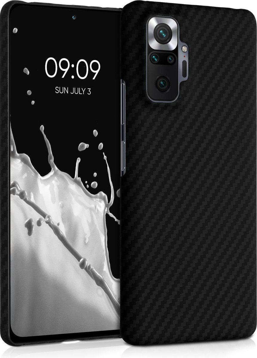 kalibri hoesje voor Xiaomi Redmi Note 10 Pro - aramidehoes voor smartphone - mat zwart