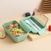 GrandKitchen Lunchbox groen met lepel en vork 1100 ml