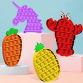 4 Pack Pop it Toys - Spel Cadeau Voor Meisjes Jongens Wortel - Krab -Ananas - Eenhoorn Fidgets - pakket - bubble spelletje