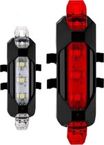 Fietsverlichting set 1x Wit + 1x Rood - Fiets Knipperlicht - Extra Veiligheid - LED - USB Oplaadbaar - Waterbestendig - Achterlicht Fiets - Voorlicht Fiets - 4 verschillende stande
