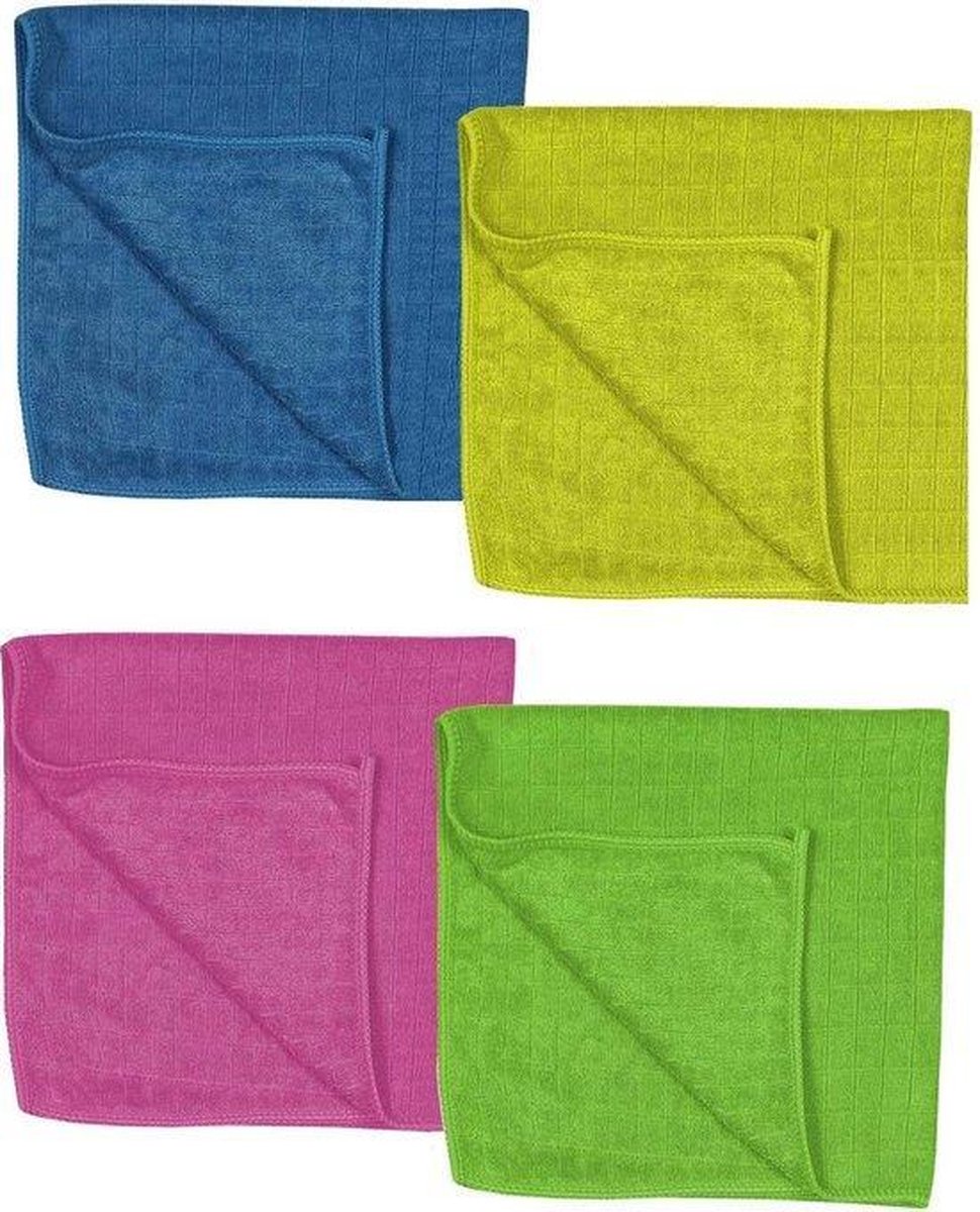 Lubna Home SCHOONMAKDOEKJE  Microfiber 40x40cm 4 Stuks Droogdoek - Karo