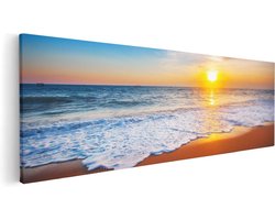 Artaza Canvas Schilderij Strand En Zee Tijdens Zonsondergang - 90x30 - Foto Op Canvas - Canvas Print