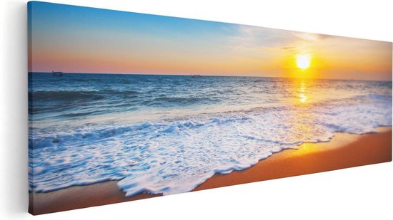Artaza - Peinture sur toile - Plage et mer au coucher du soleil - 90x30 - Photo sur toile - Impression sur toile