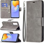 Voor vivo Y51 2020/Y51a/Y51s Retro Lamsvacht Textuur Pure Kleur Horizontale Flip PU Lederen Case met Houder & Kaartsleuven & Portemonnee & Lanyard (Grijs)