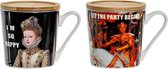 Kop met theefilter DKD Home Decor Zwart Bamboe Roestvrij staal Porselein (400 ml) (2 pcs)