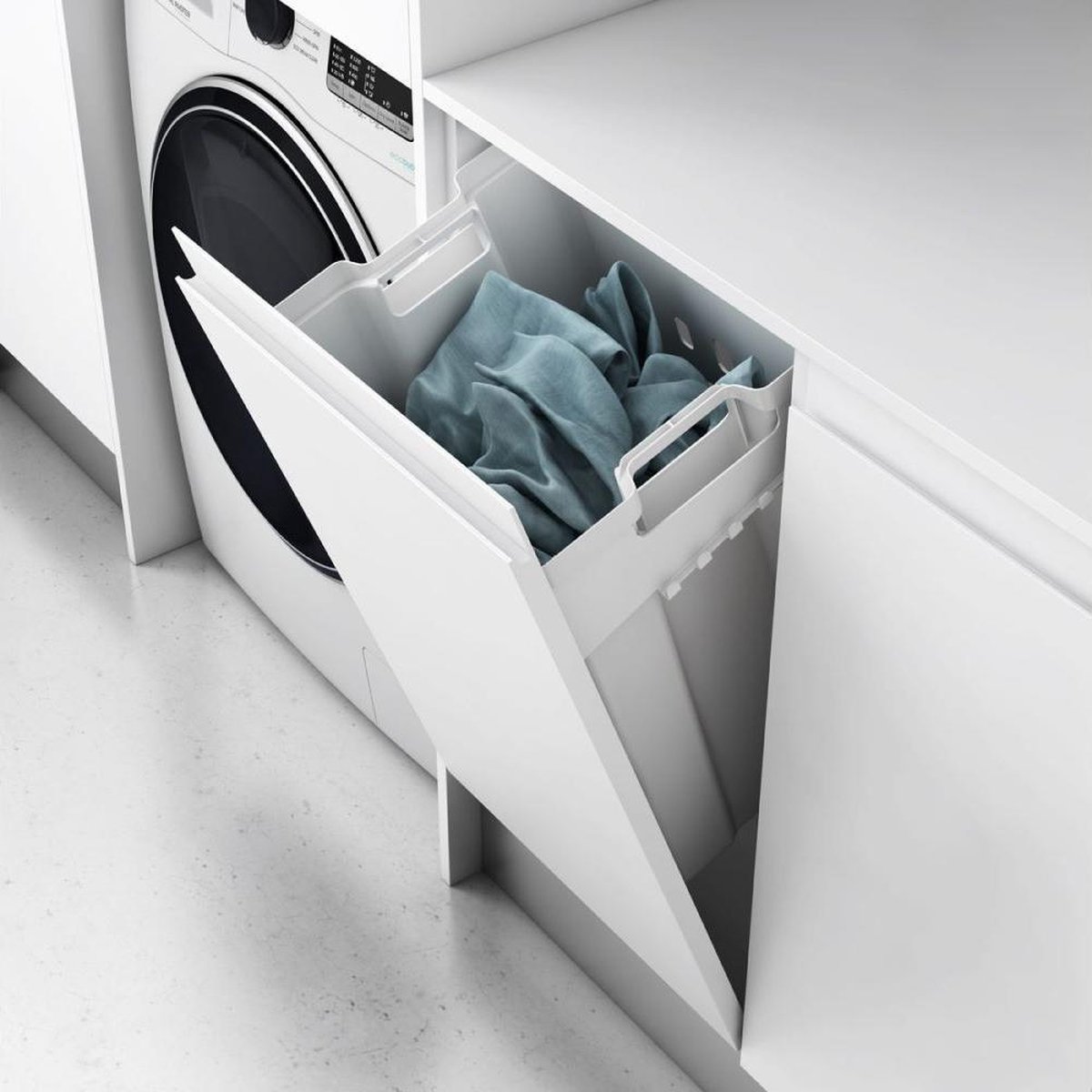 Goedkoopste Eleganca uitneembare wasmand - Inbouwdiepte 23,5 cm, Inbouwhoogte 56,5 cm, Inbouwbreedte 40 cm - 40L Inhoud - Wit - hoge kwaliteit kunststof - eenvoudig monteerbaar - met bevestingsmateriaal