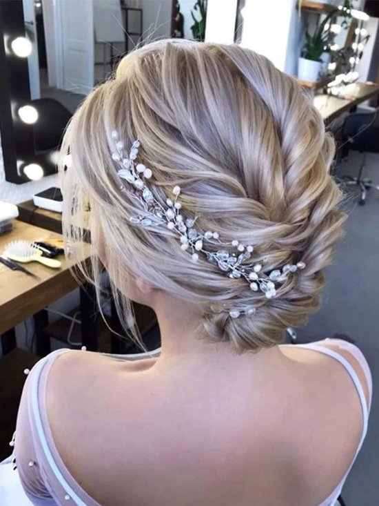 Haarsieraad / Haar sieraad / Haarversiering / bruidsmeisje haarketting haarband lang zilverkleurig sieraad 50 cm - Roses of Eternity