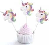 Unicorn taartdecoratie - 10 stuks cupcake toppers - Eenhoorn topper - Taart topper - Cake - Taart - Prikker - 9 cm