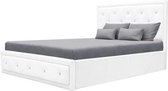 Volwassen bed 160 x 200 cm + opbergdoos - Witte imitatie - Inclusief boxspring - VIRGINIA