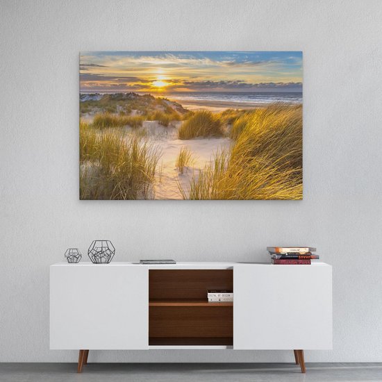 Artaza - Peinture sur toile - Plage et dunes au coucher du soleil - 90x60 - Photo sur toile - Impression sur toile