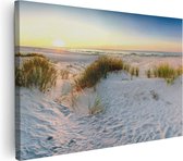 Artaza Canvas Schilderij Strand En Duinen Tijdens Zonsondergang - 120x80 - Groot - Foto Op Canvas - Wanddecoratie Woonkamer