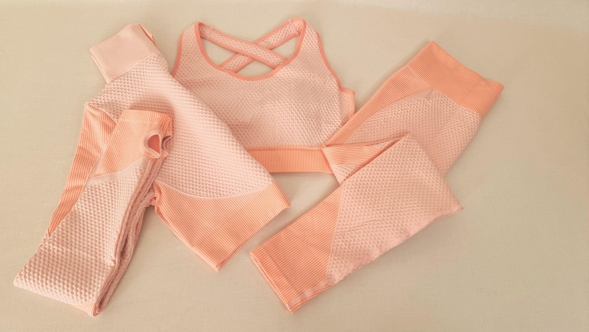 AGYM seamless workout set van 3 roze dames sportkleding
