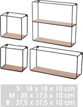 Fornord - Wandplanken - Set Van 4 Houten en Metalen Planken - Zwart