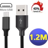 3x Micro USB Kabel - Premium Kabel - Snellaadkabel - 2.4A - 1M - Geschikt voor Samsung - PS4 - Micro-USB - Nylon Gevlochten - Extra Sterk