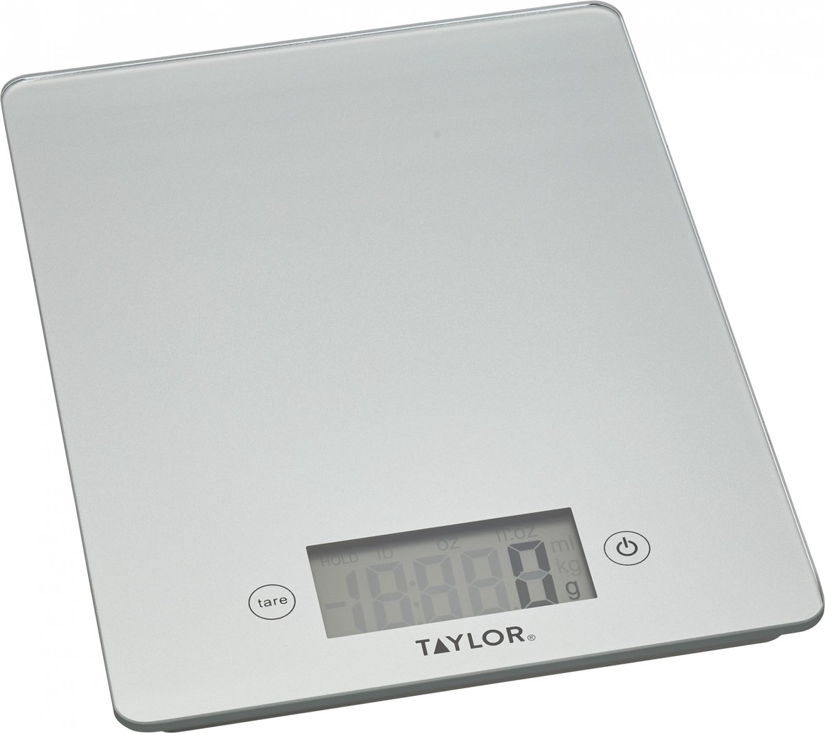 KitchenCraft Taylor Pro Digitale Keukenweegschaal - 17 x 23 cm Glas En Plastic - Zilver