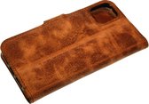 Made-NL Handgemaakte iPhone 12 book case robuuste koper bruin kras leer