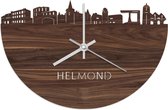 Skyline Klok Helmond Notenhout - Ø 40 cm - Woondecoratie - Wand decoratie woonkamer - WoodWideCities