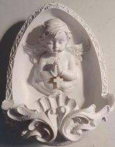 Wijwaterbakje - Engel - 10 x 7 x 3 cm - Wit