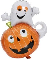 Pompoen & Spook Ballon - XL - 90x60cm - Ballonnen - Halloween - Thema feest - Verjaardag - Helium ballon - Horror - Folie ballon - Leeg - Halloween Versiering - Halloween accessoir