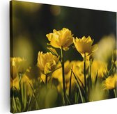 Artaza Canvas Schilderij Gele Tulpen - Bloemen - 40x30 - Klein - Foto Op Canvas - Canvas Print