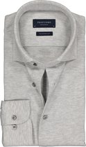 Profuomo Originale slim fit jersey overhemd - knitted shirt pique - grijs melange - Strijkvrij - Boordmaat: 40