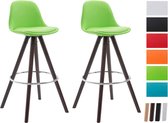 Clp Franklin Set van 2 barkrukken - Rond frame - Kunstleer - Groen - Kleur onderstel : cappuccino