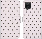 iMoshion Design Softcase Book Case Samsung Galaxy A12 hoesje - Hearts Allover White