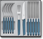 Ensemble de couverts Victorinox Swiss Modern - 12 pièces - Bleu bleuet - 6 personnes - Avec Couteaux à steak