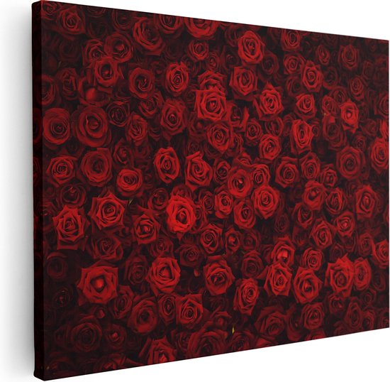 Artaza Canvas Schilderij Rode Rozen Achtergrond - 80x60 - Foto Op Canvas - Canvas Print