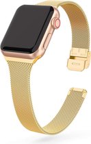 By Qubix Milanese slim fit bandje - Goud - Geschikt voor Apple Watch 42mm - 44mm - 45mm - Ultra - 49mm - Compatible Apple watch bandje - smartwatch