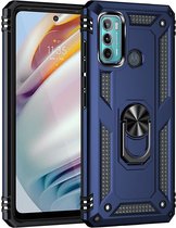 Motorola Moto G60s Hoesje Hybride Kickstand Back Cover Blauw