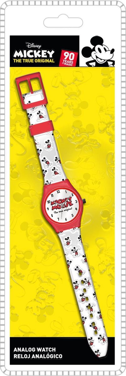 Disney Horloge Mickey Mouse Junior 25 Cm Rubber Wit-rood