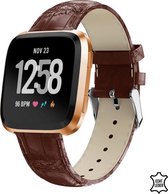 Q-DESYN Fitbit Versa 2 bandje - Leer - Bruin - Krokodillen patroon