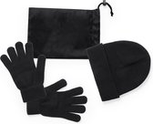 Winterset - muts - beanie - handschoenen - wanten - winter - one size - dames - heren - volwassen - zwart