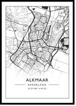 Alkmaar Poster - Stadsposter - Plattegrond Citymap - Stadskaart - A3
